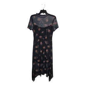 SHEIN Black Floral High Low Dress